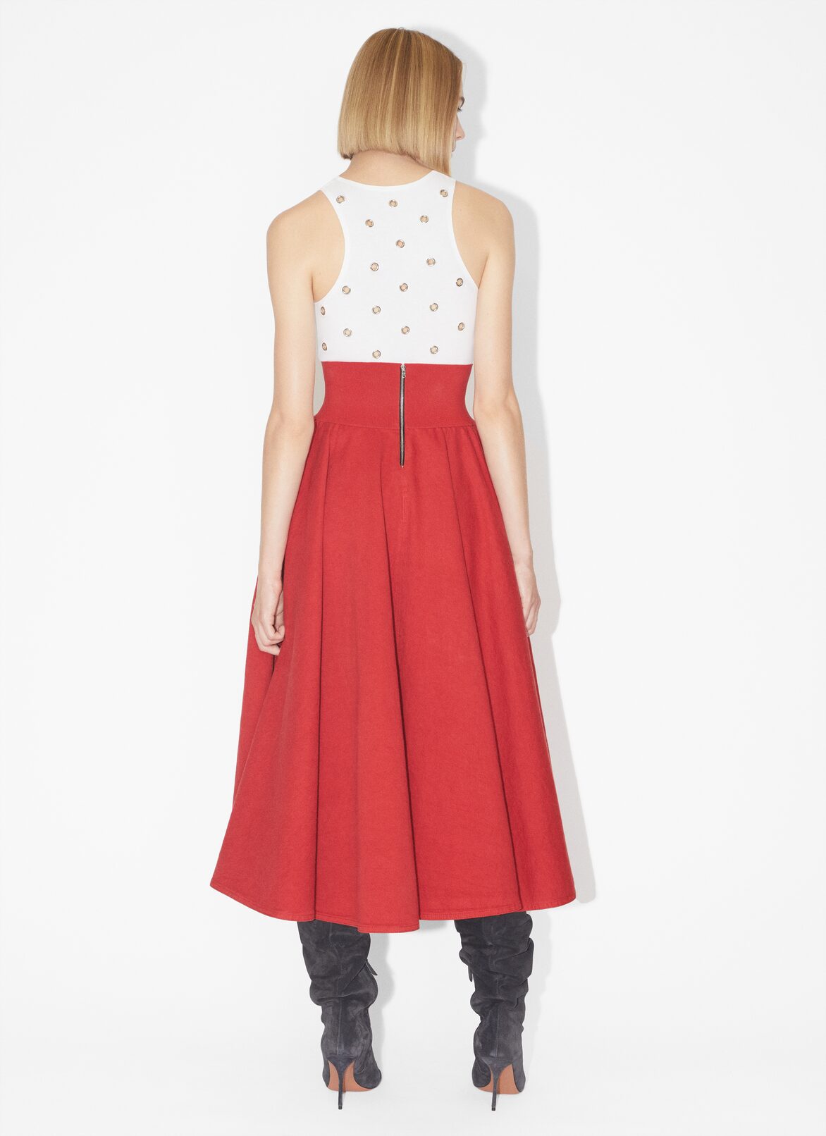 Eyelet cropped tank top ALAÏA WHITE EYELET CROPPED TANK TOP